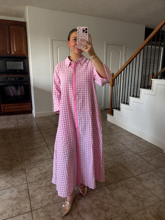 Pink Charm Gingham Dress