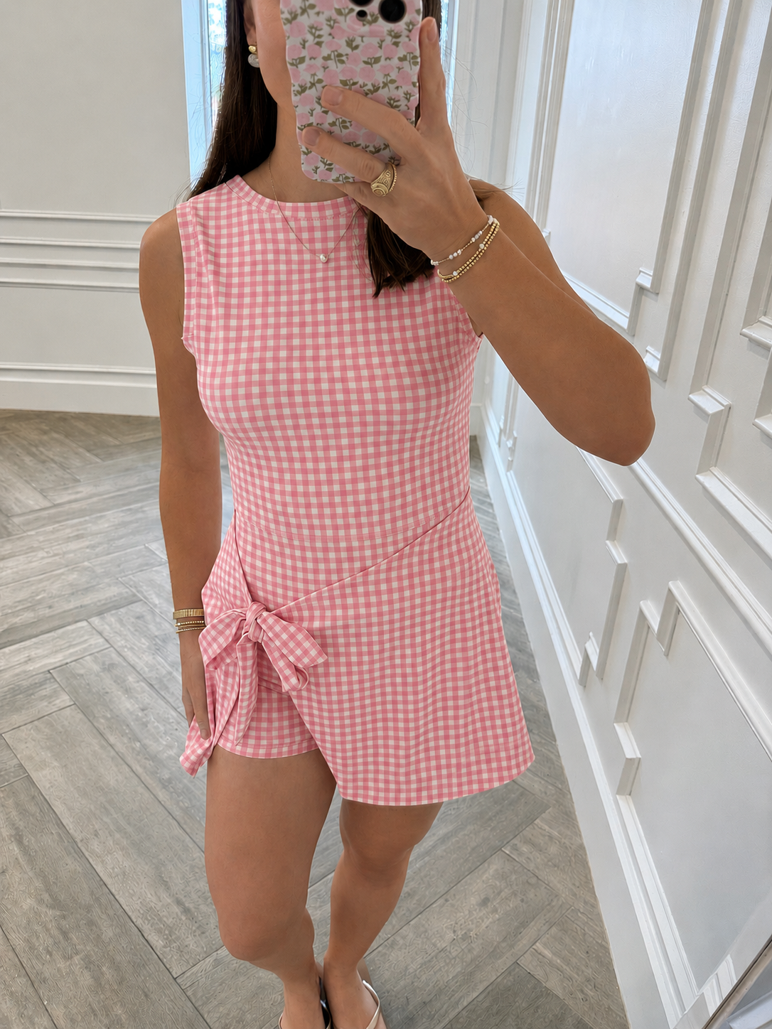 Rose Gingham Wrap Athletic Skirt