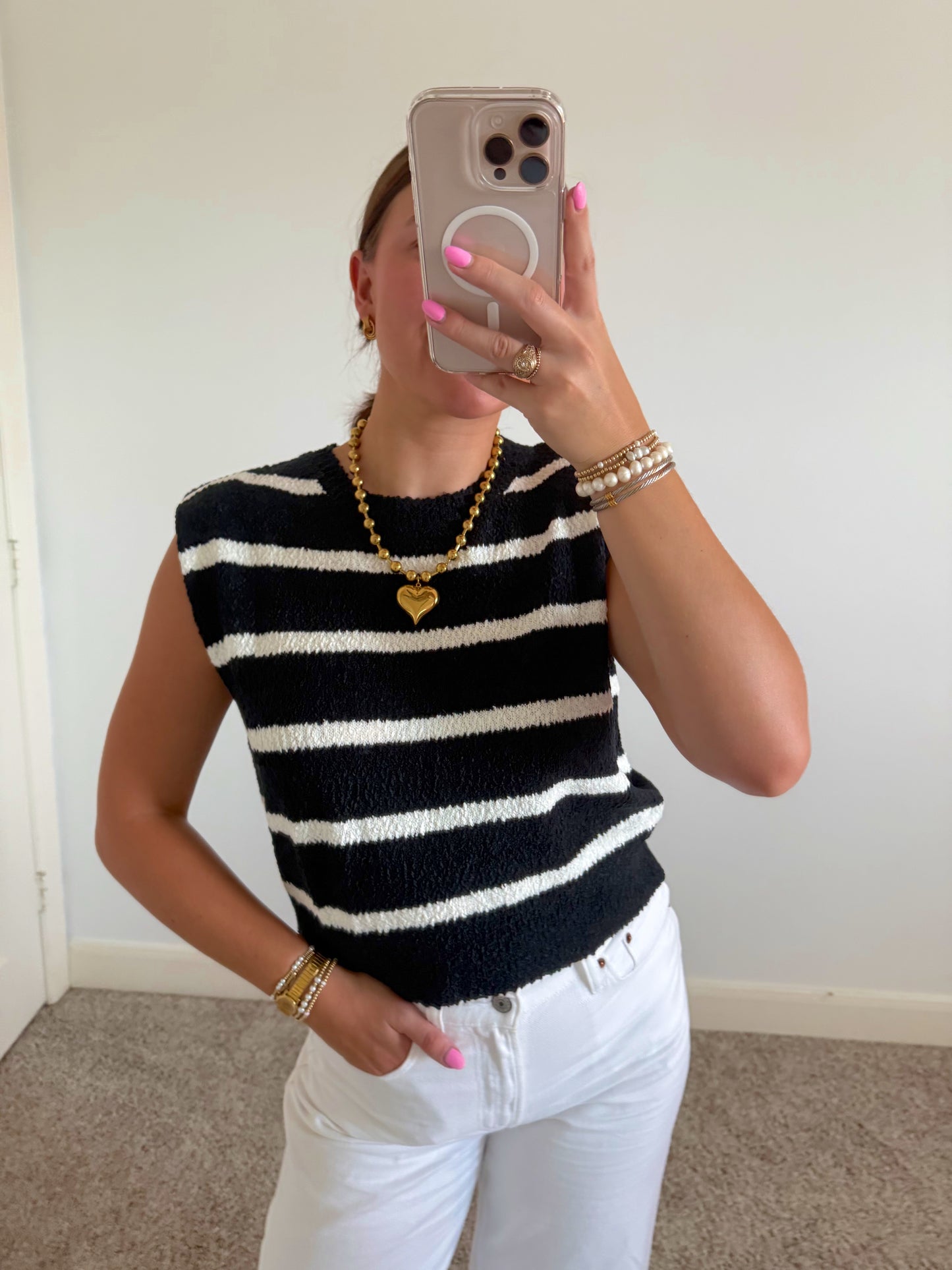 Midnight Striped Knit Top