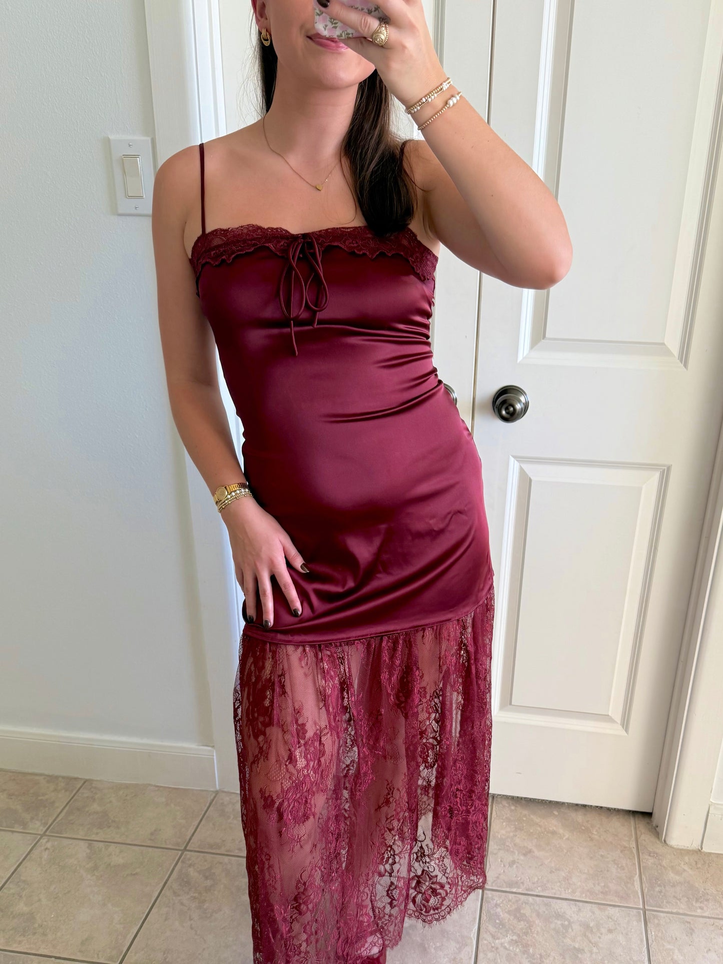 Merlot Lace Maxi Dress