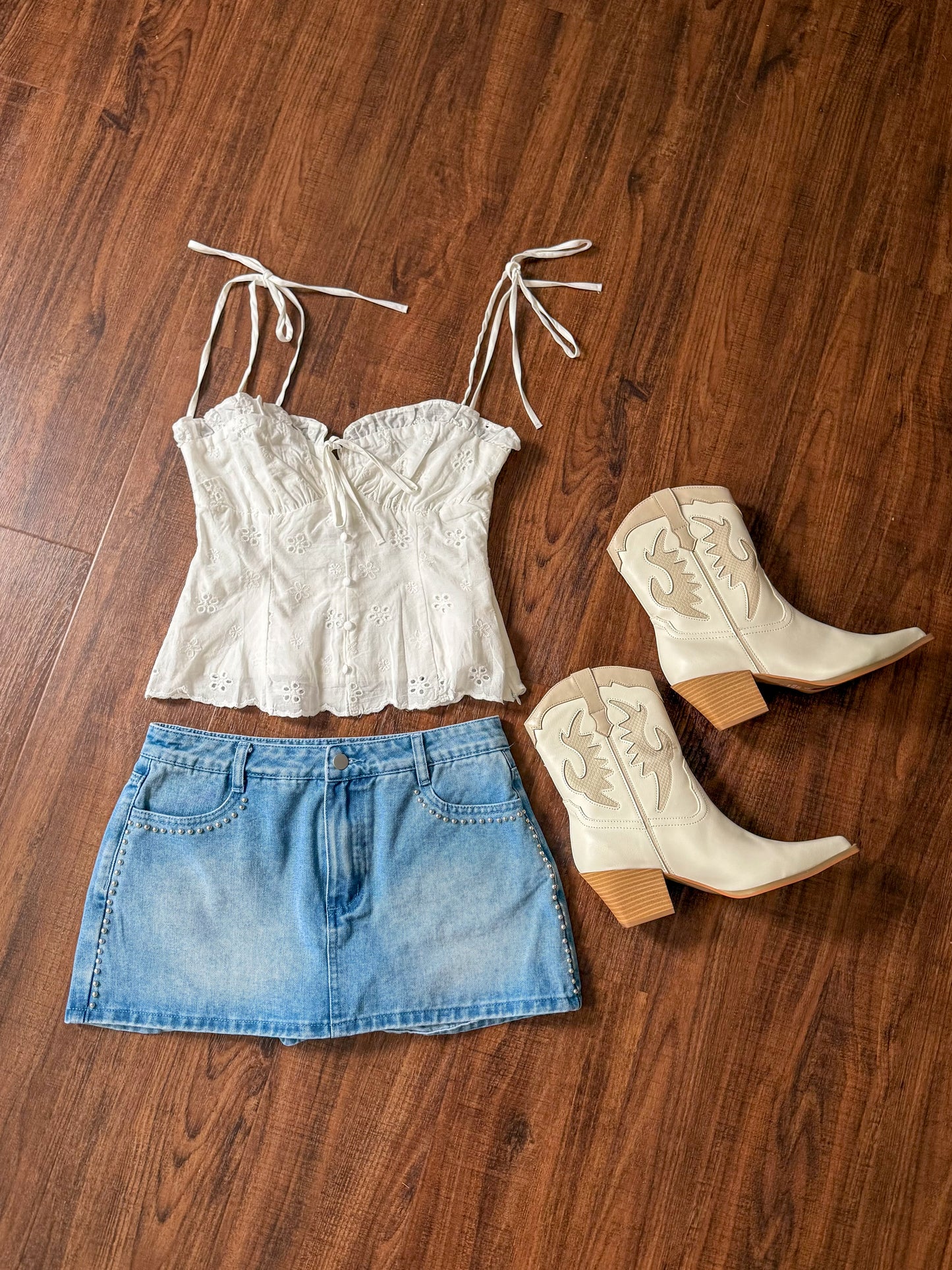 Eyelet Sweetheart Tank