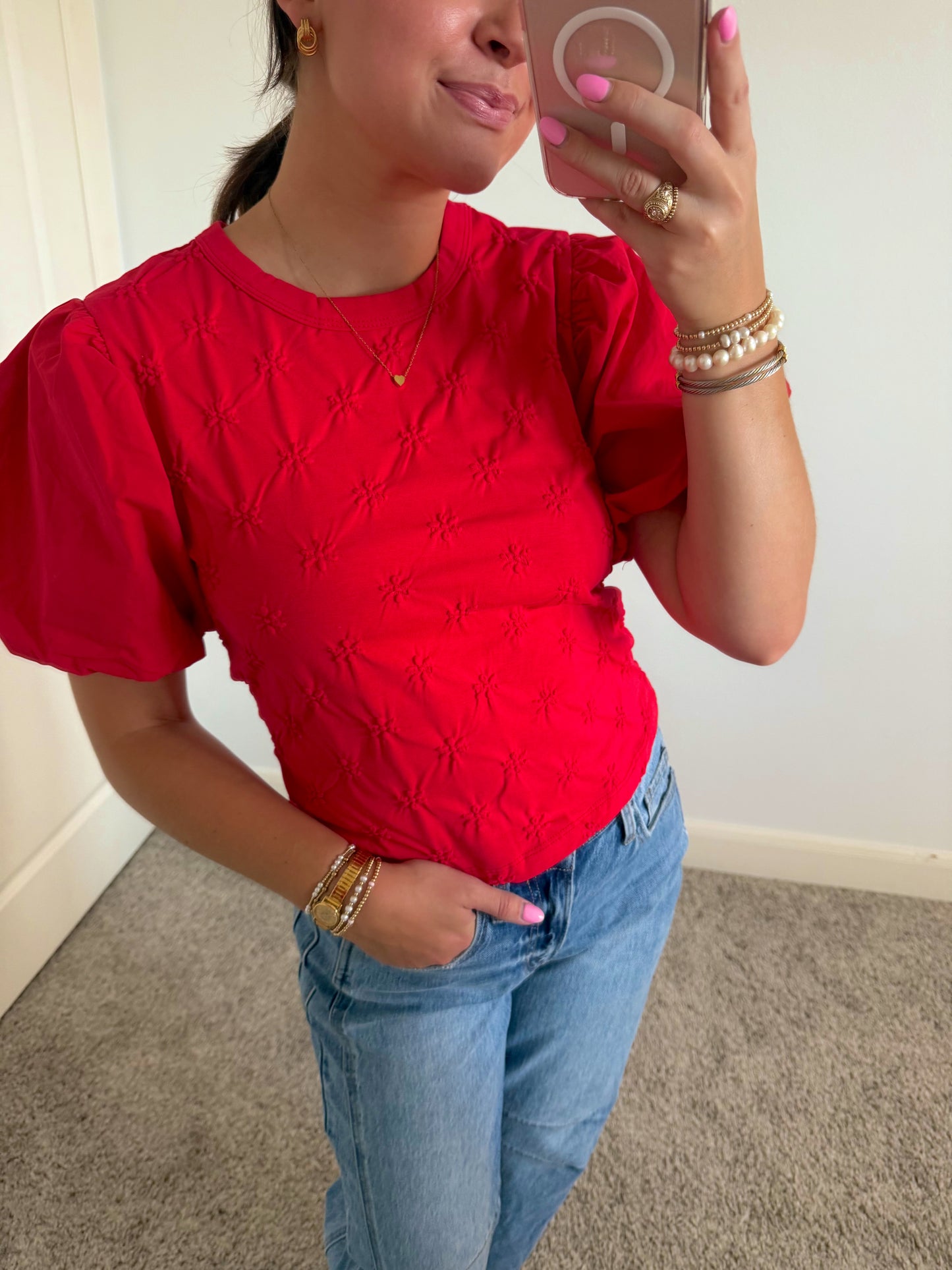 Rosie Flower Embossed Top