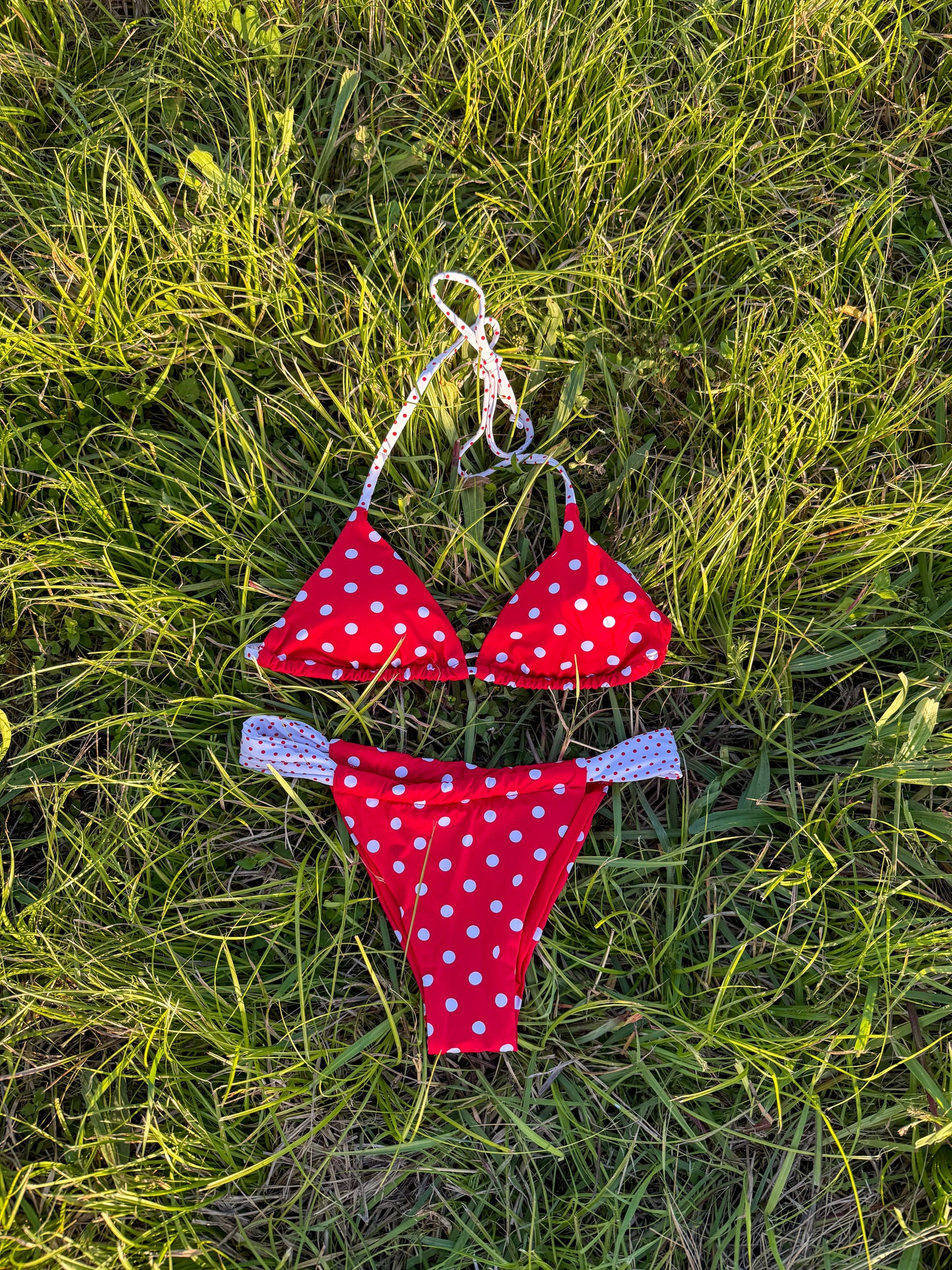 Red Contrast Polka Dot Bikini