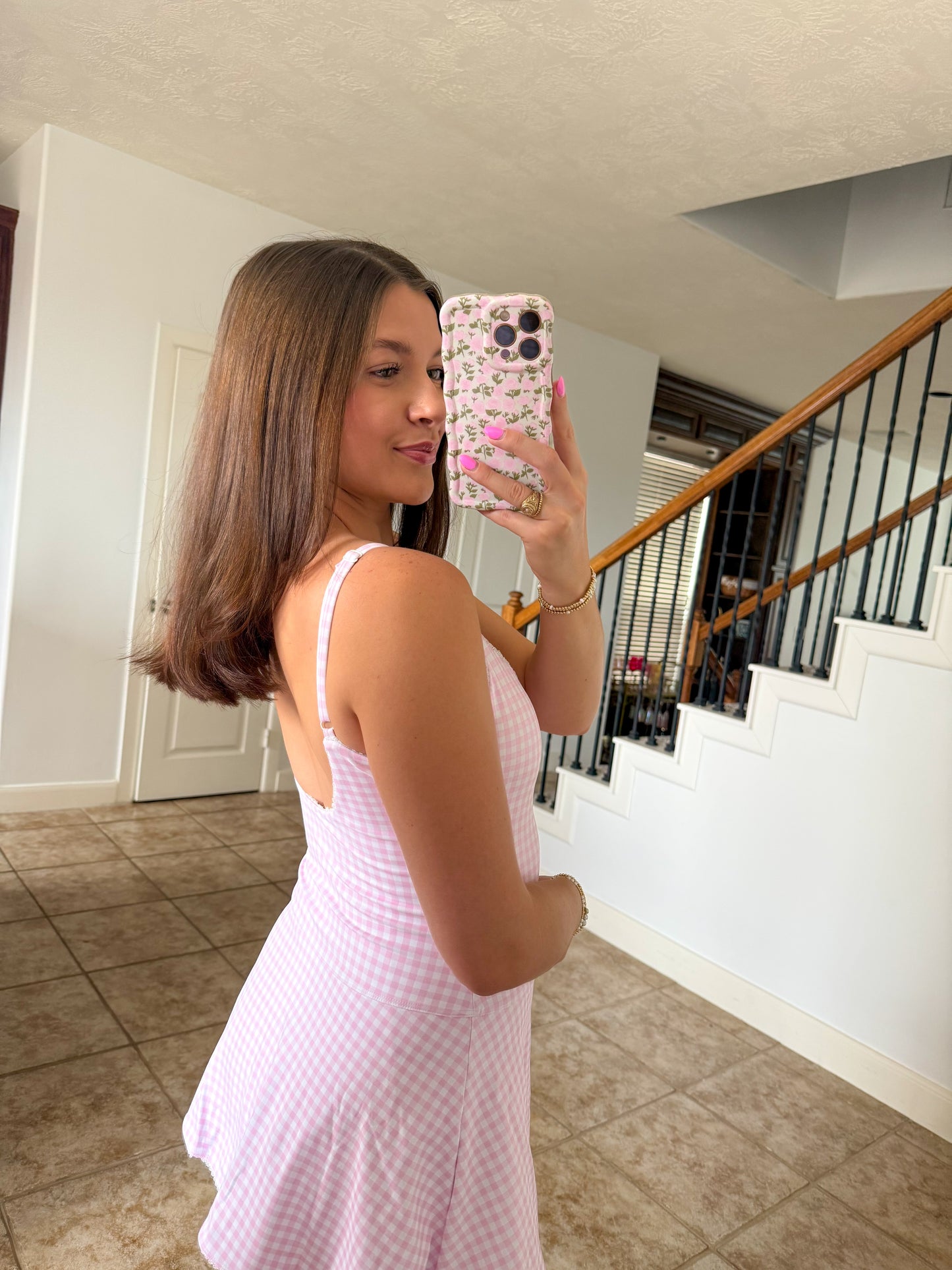 Strawberry Gingham Lace Athletic Dress