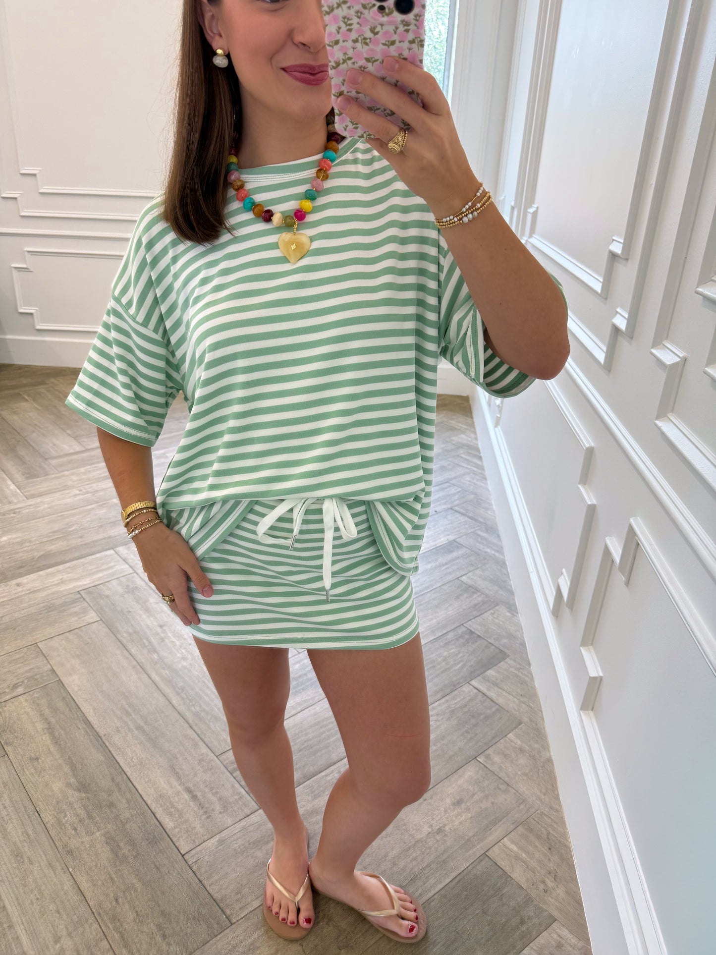 Sage Striped Skort Set
