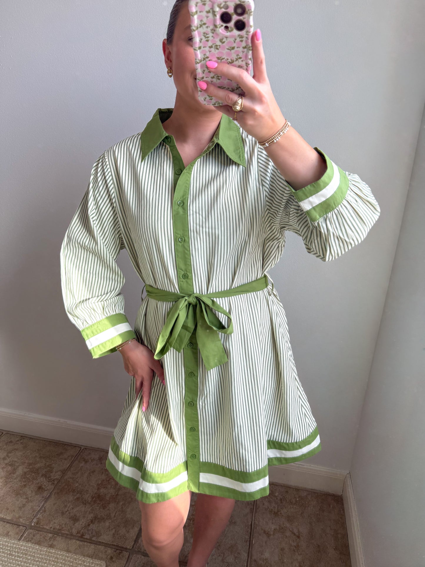 Matcha Striped Mini Dress