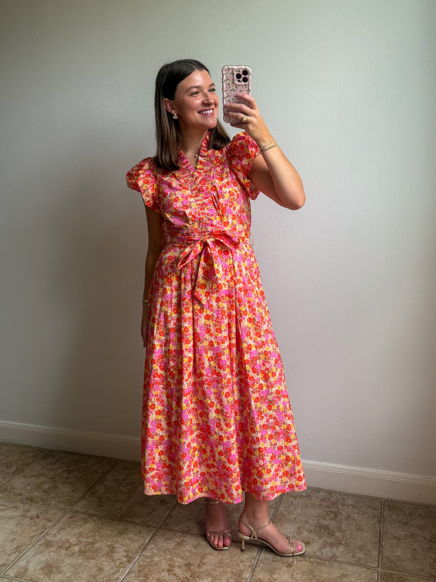 Sunset Blooms Midi Dress