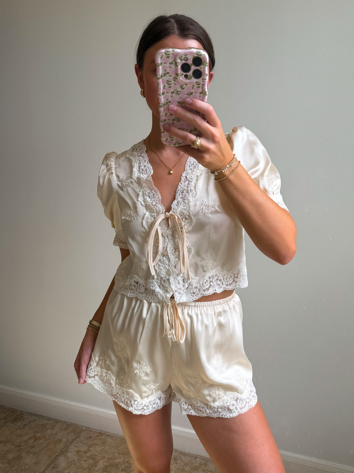 Pearl Satin Embroidered Top