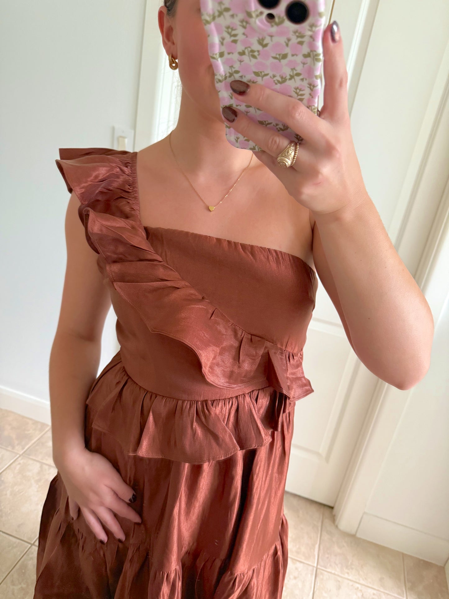 Rustic Ruffle Maxi Dress