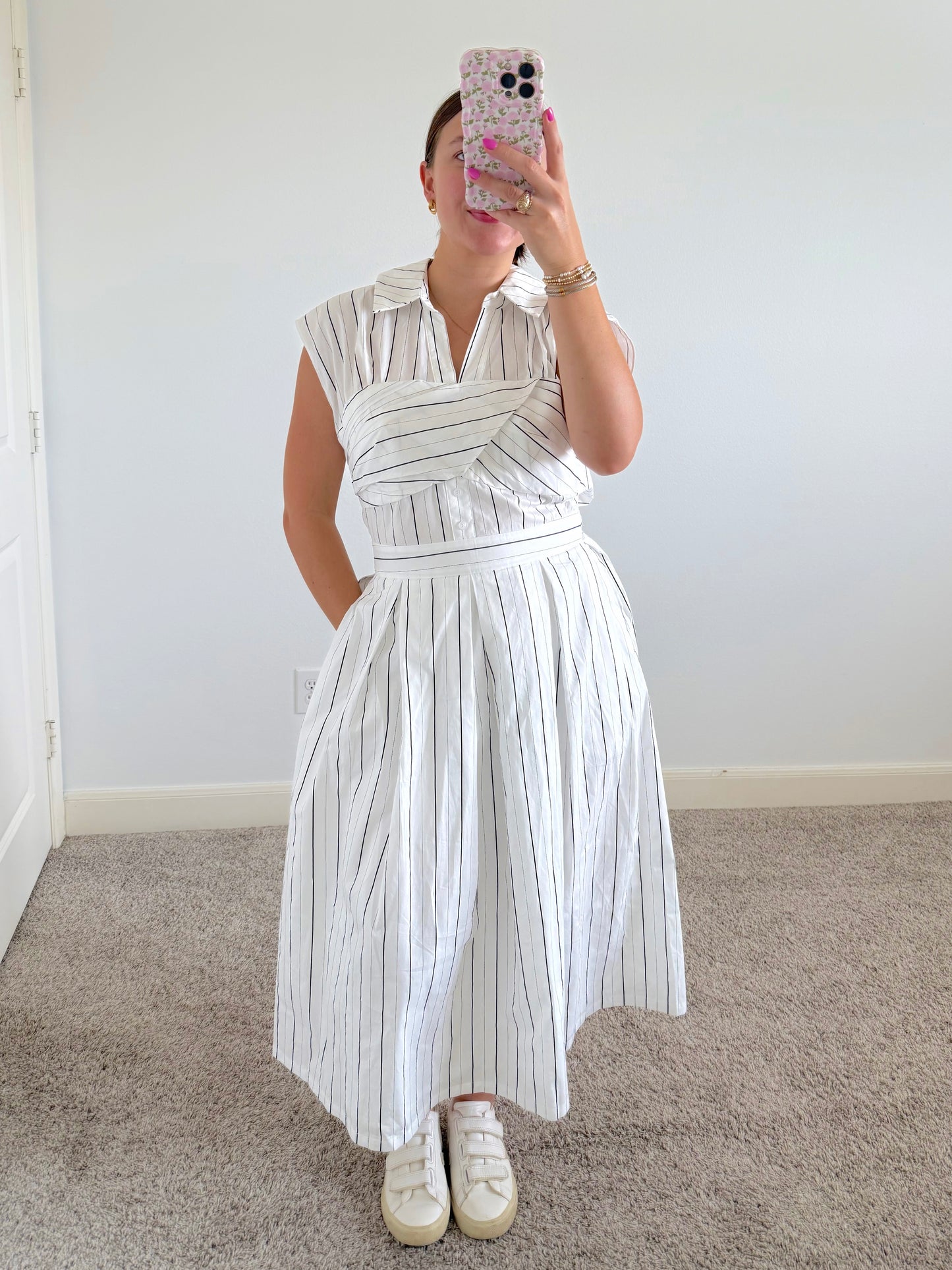 Pinstripe Midi Dress