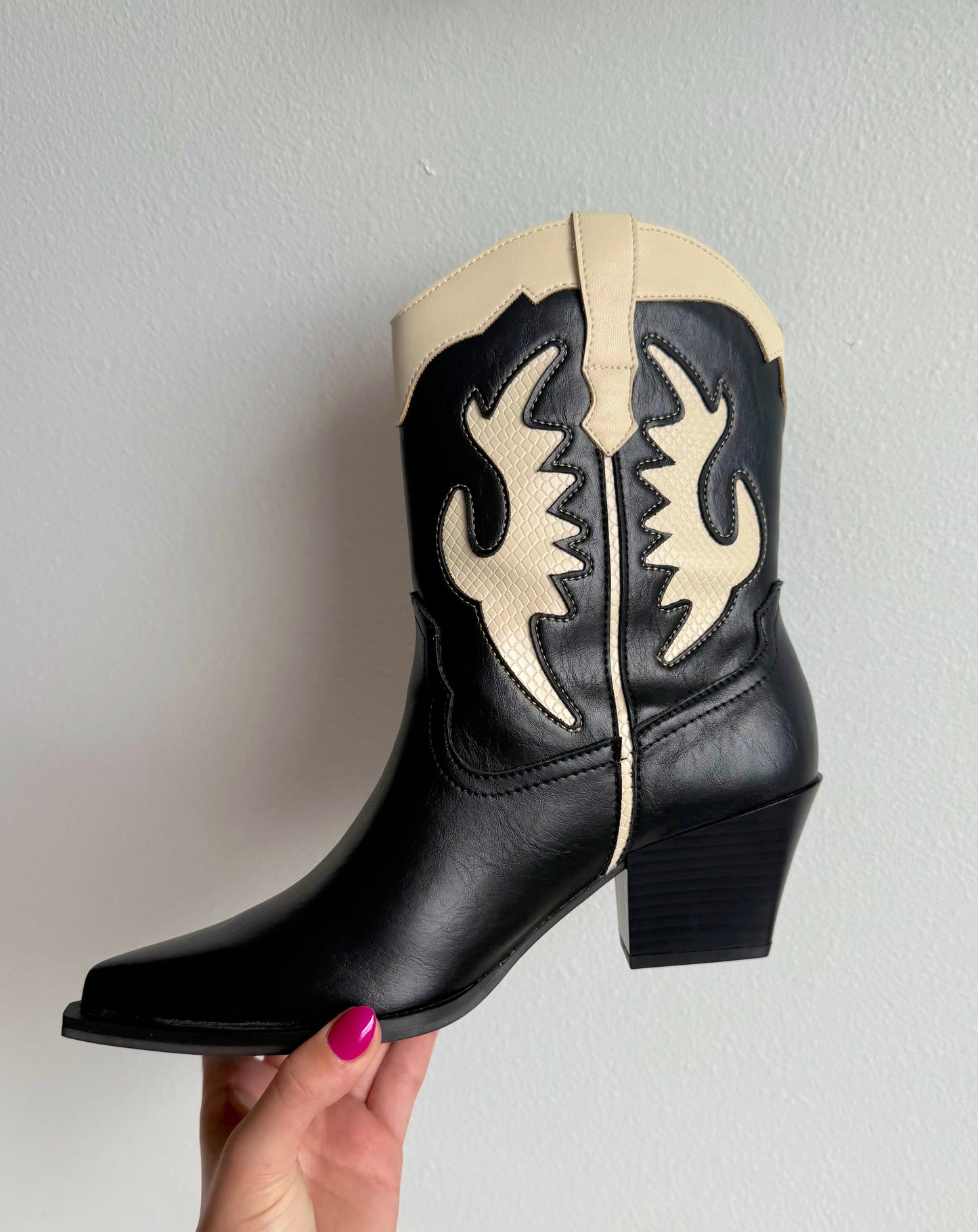 Black Contrast Cowgirl Boots