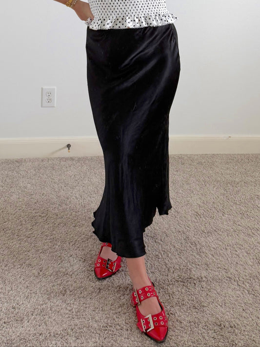 Black Satin Maxi Skirt