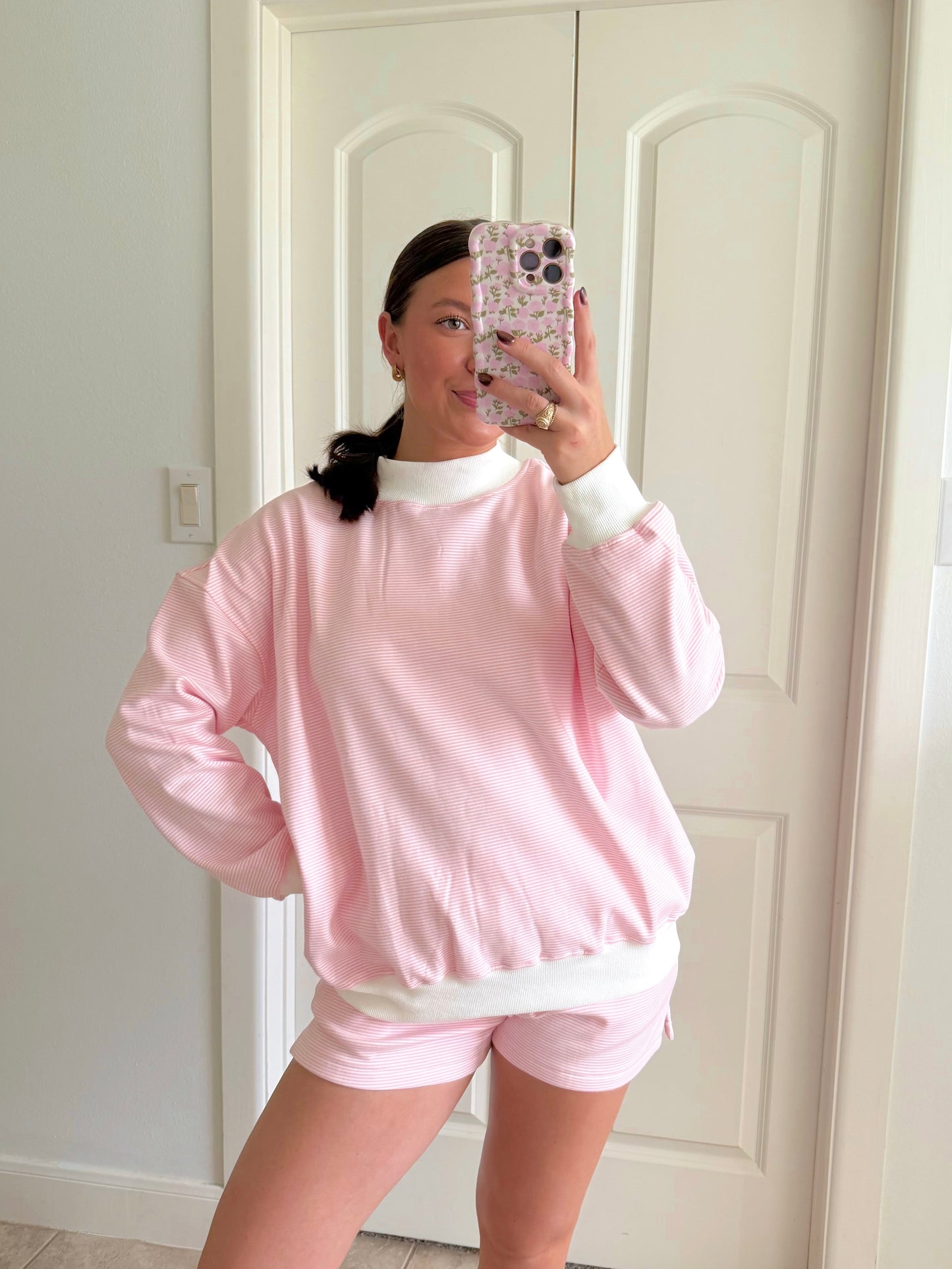 Rosé Striped Mockneck Set