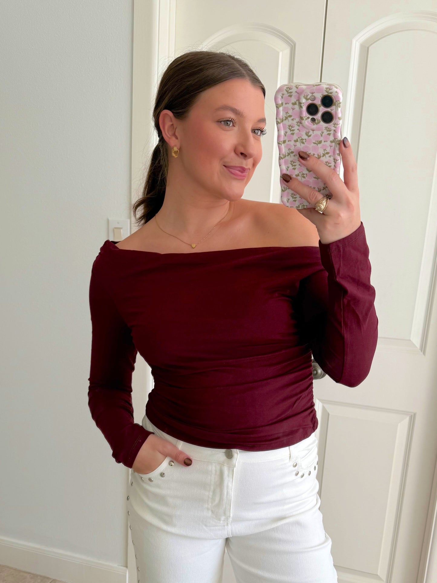 Velvet Wine Long Sleeve Top