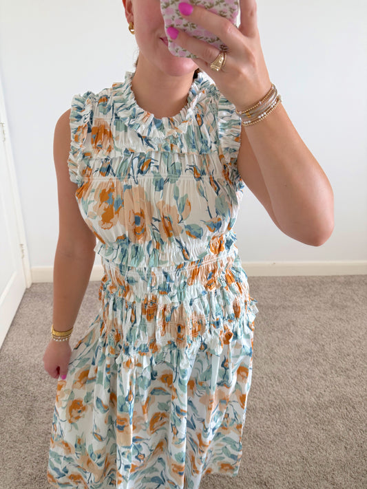 Apricot Bloom Maxi Dress