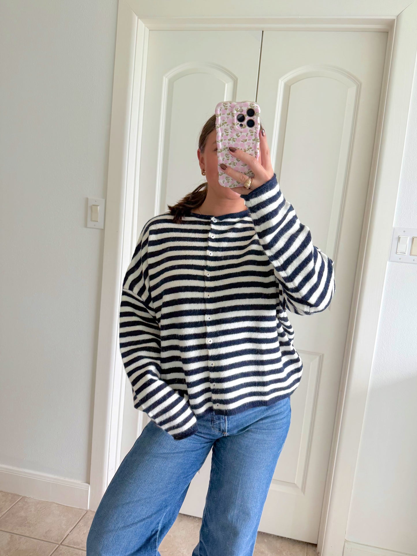 Piper Cardigan - Navy Stripe