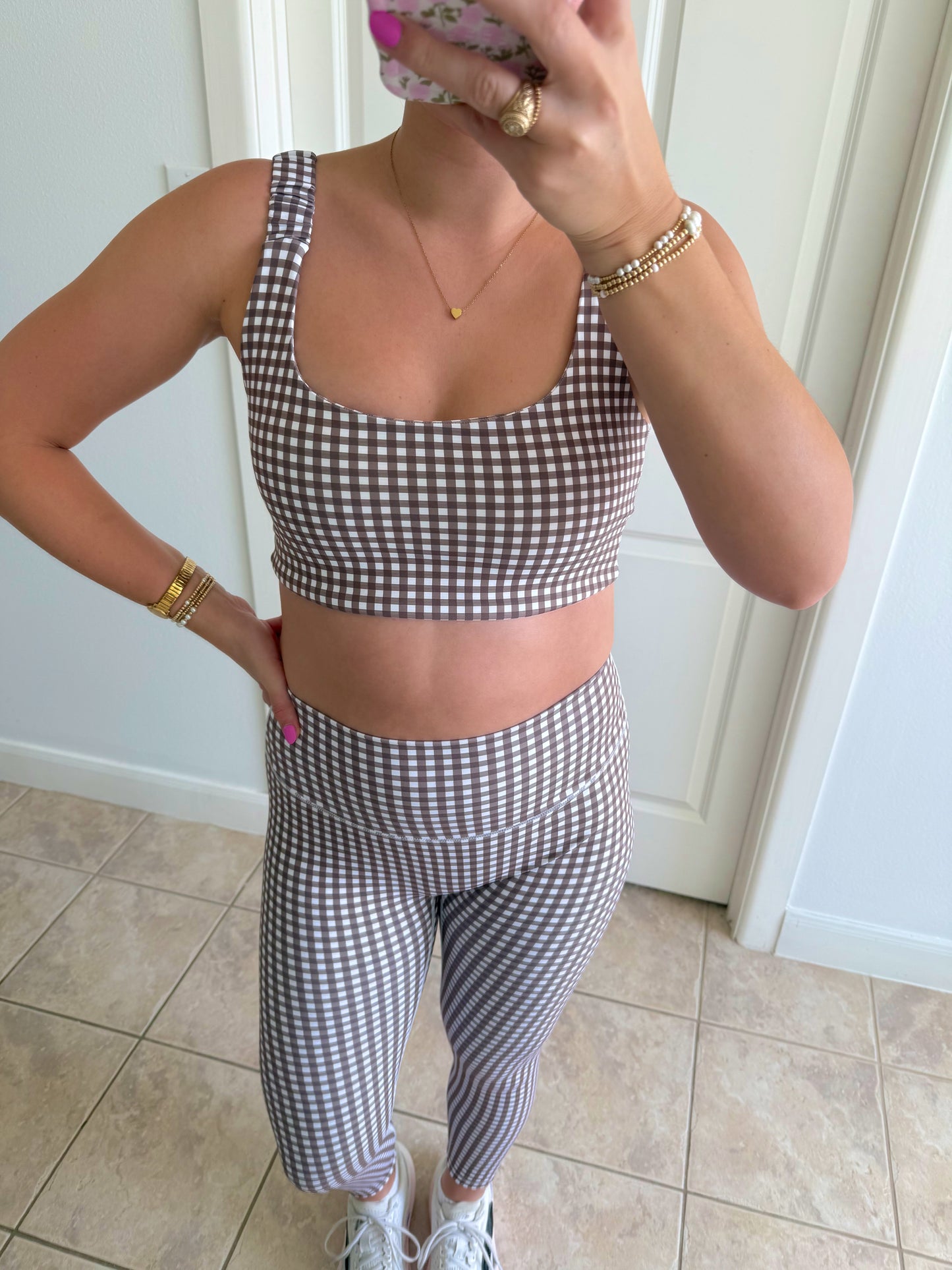 Chocolate Gingham Athletic Set
