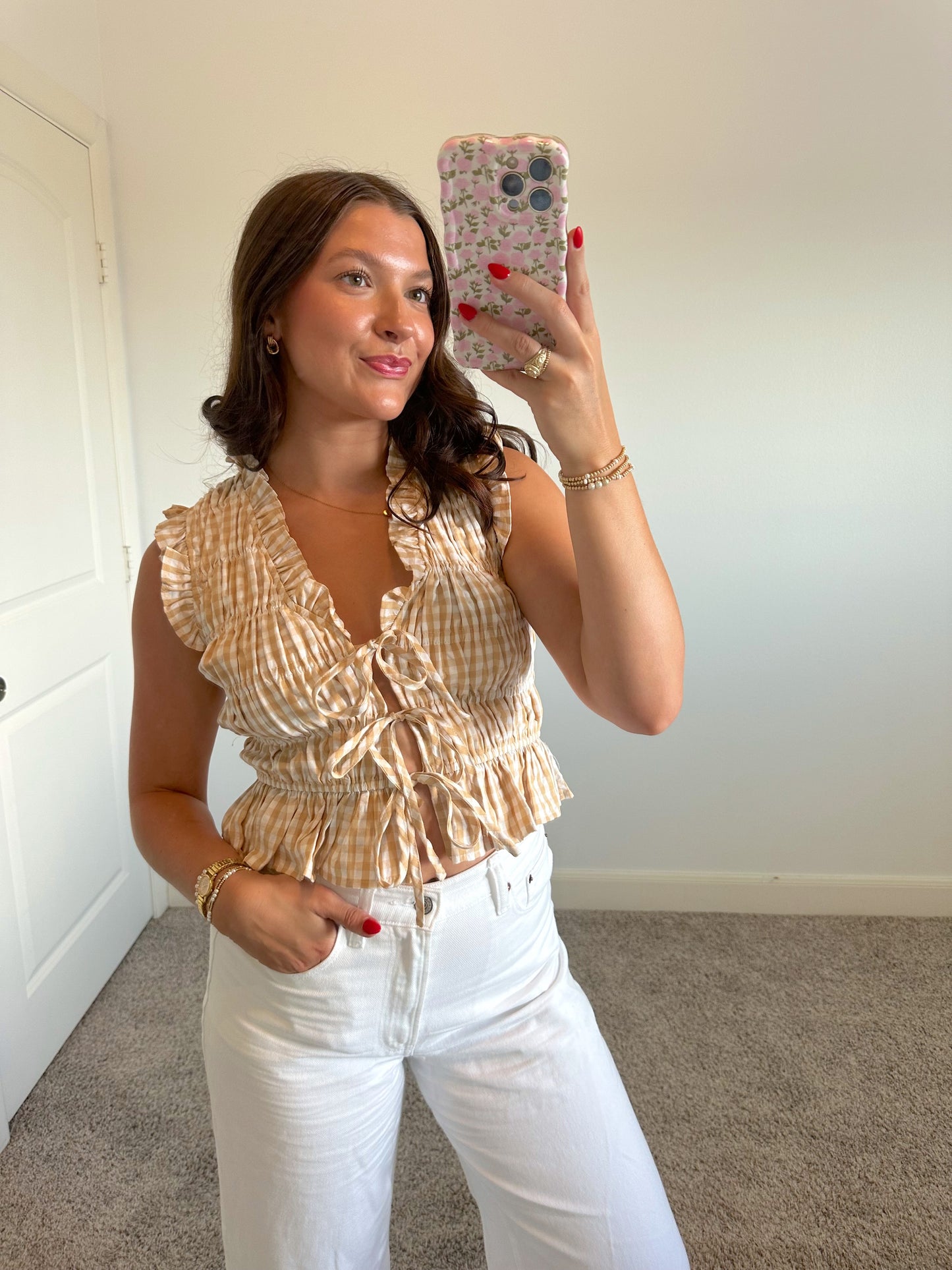 Gingham Ruffle Top