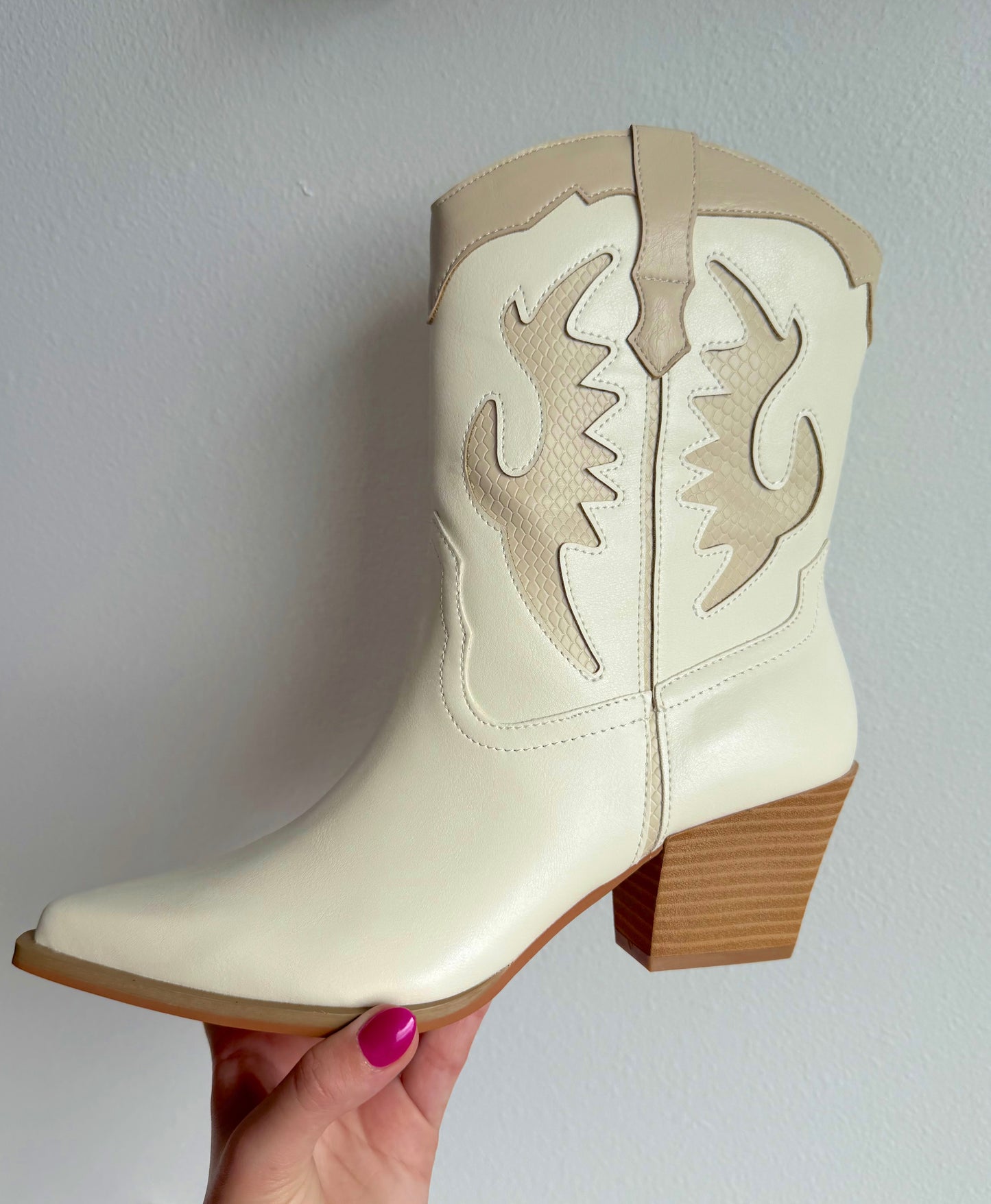 White Contrast Cowgirl Boots