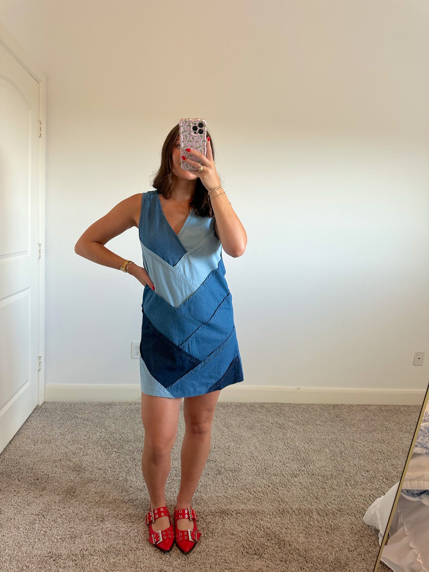Patchwork Denim Mini Dress