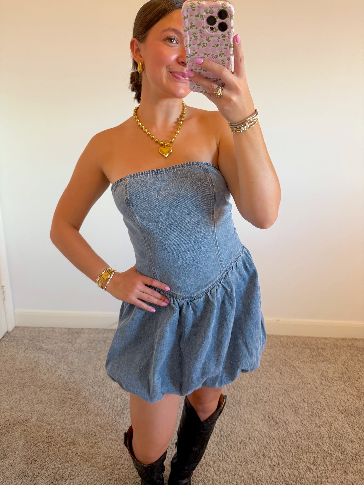 Bubble Denim Mini Dress