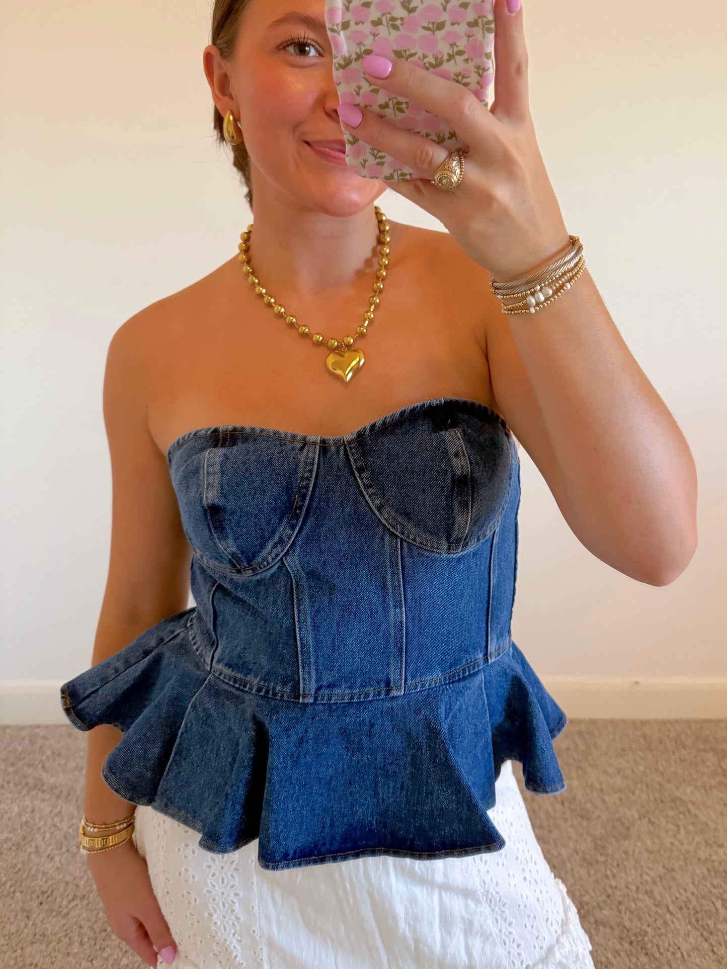 Denim Strapless Top