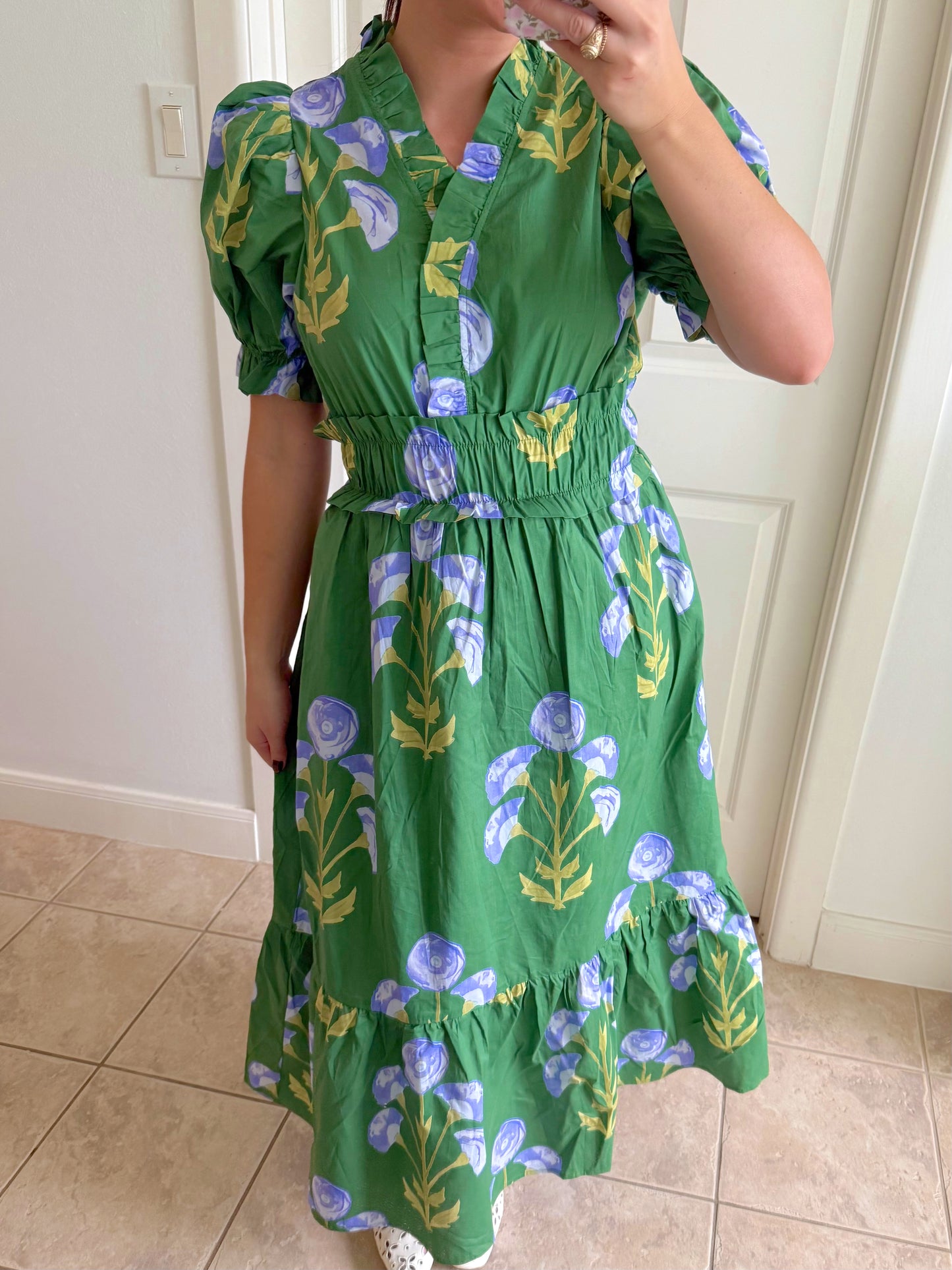 Emerald Iris Midi Dress