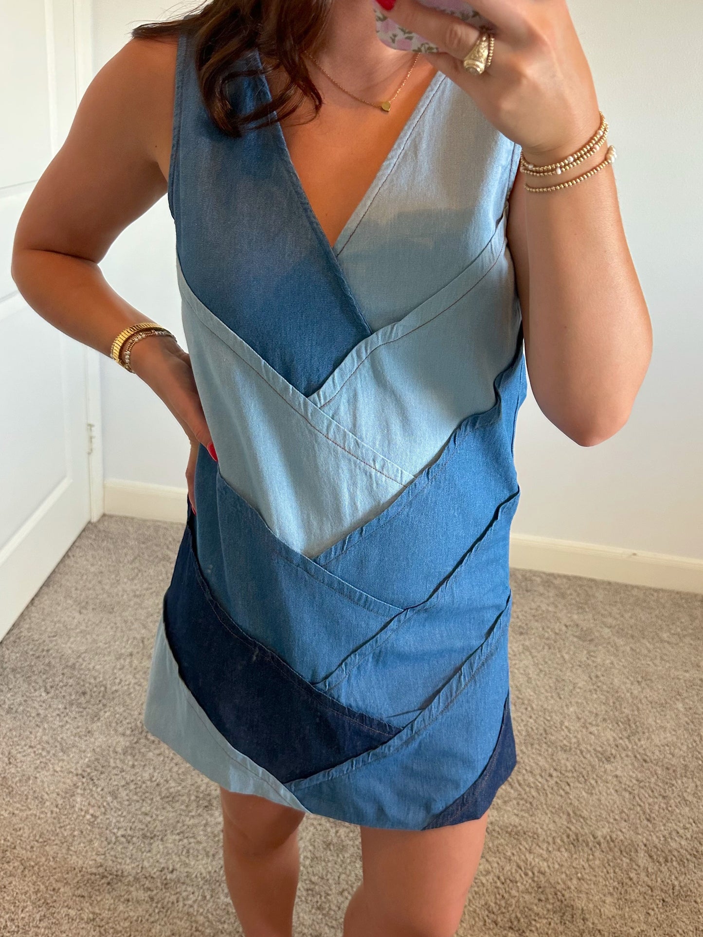 Patchwork Denim Mini Dress