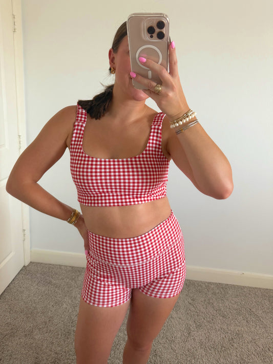 Cherry Gingham Athletic Set