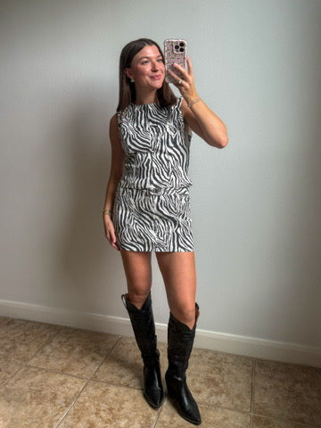 Manhattan Zebra Denim Skirt
