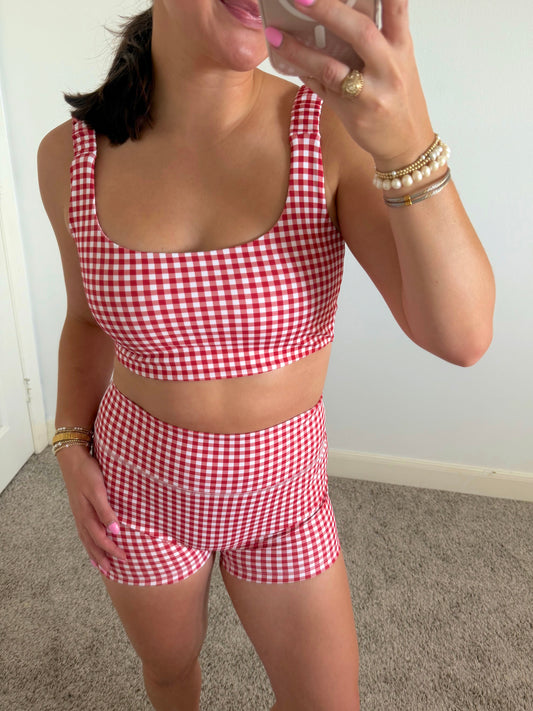 Cherry Gingham Athletic Set