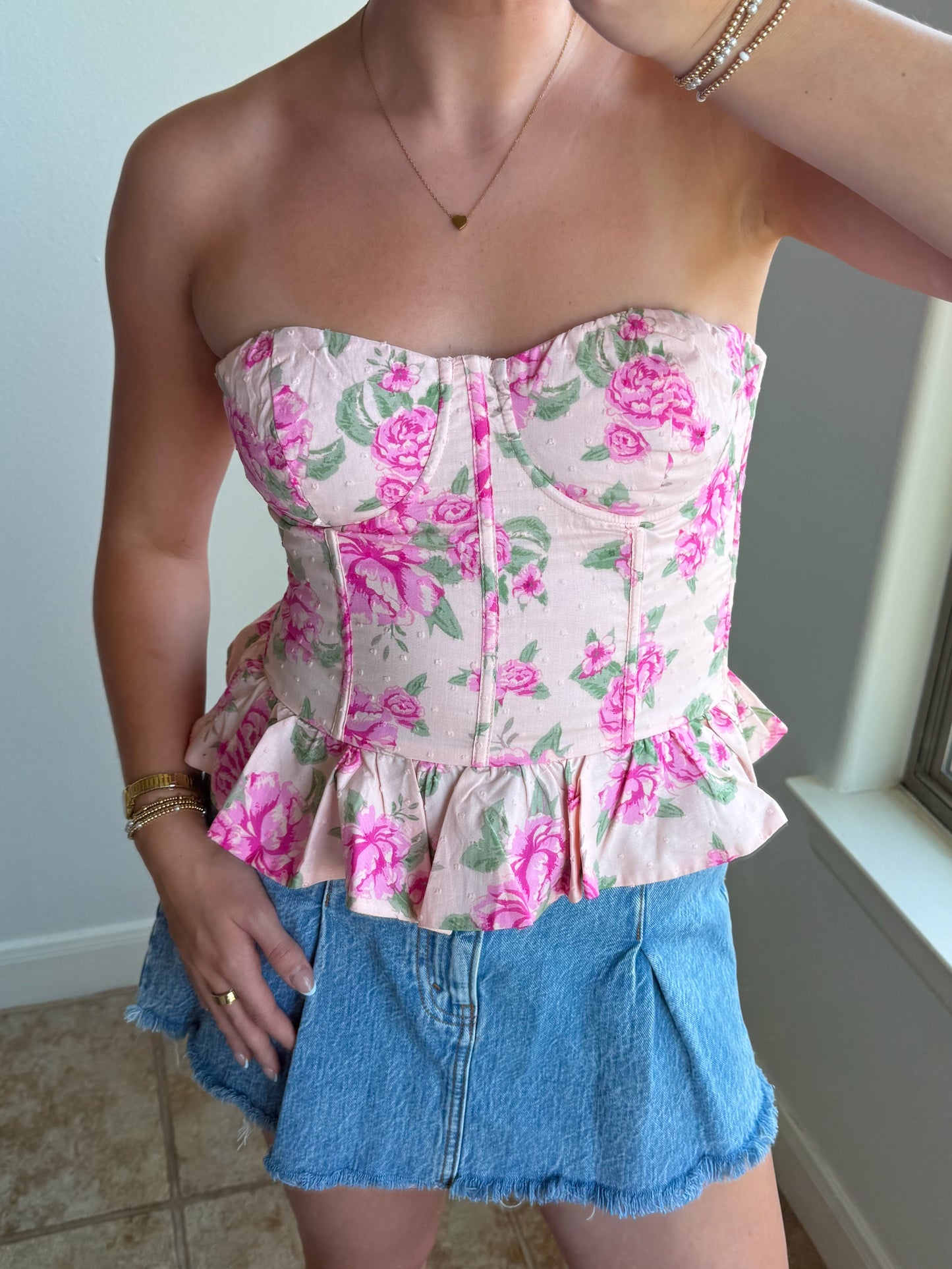 Rose Garden Strapless Top