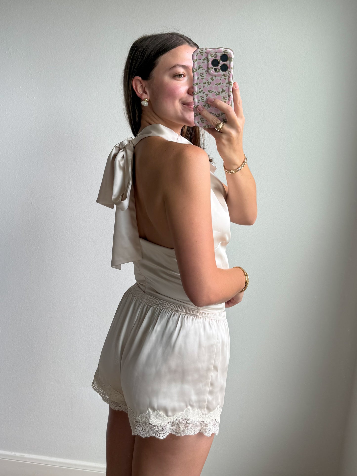 Champagne Satin Shorts