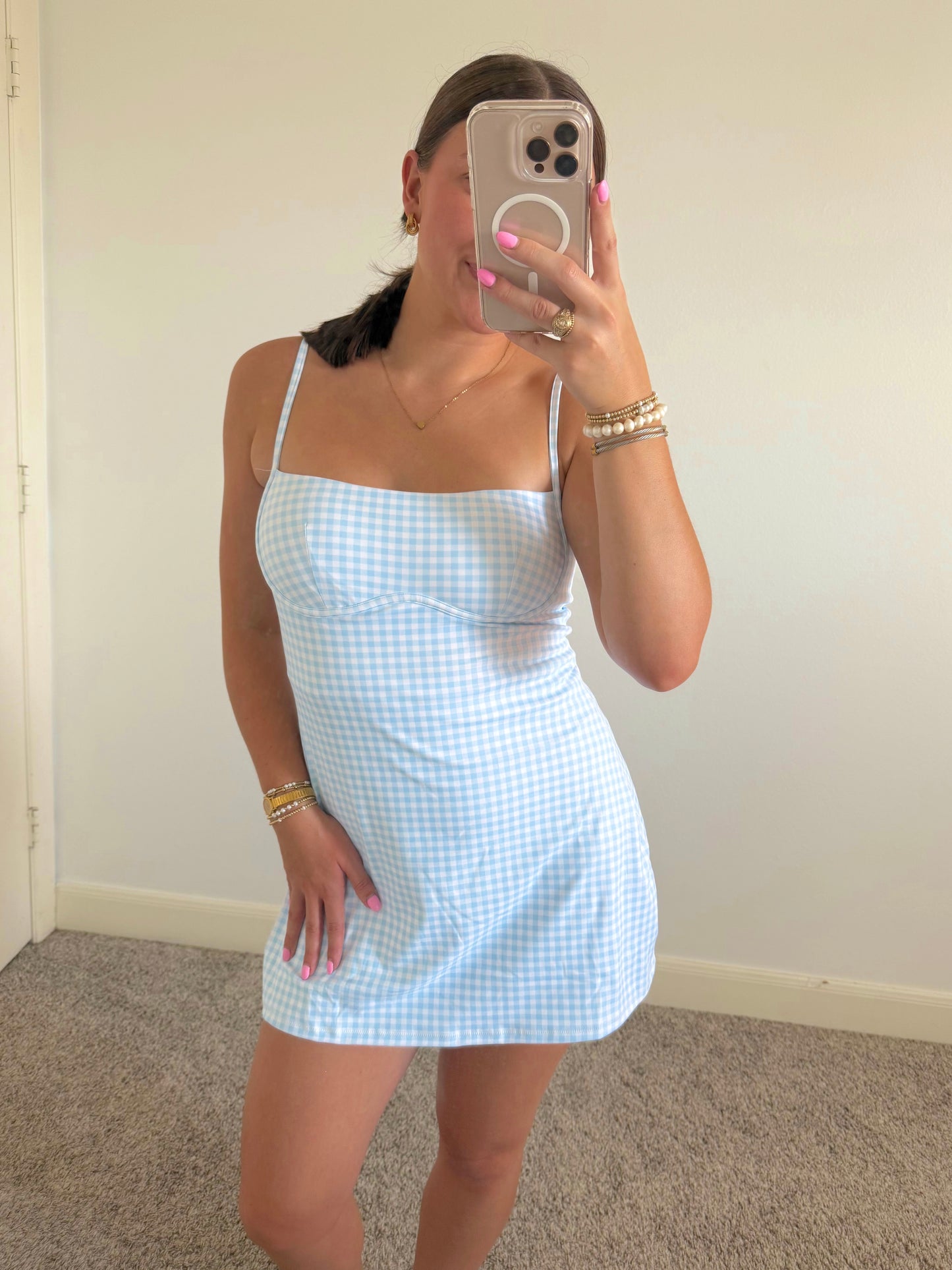 Blueberry Gingham Athletic Dress