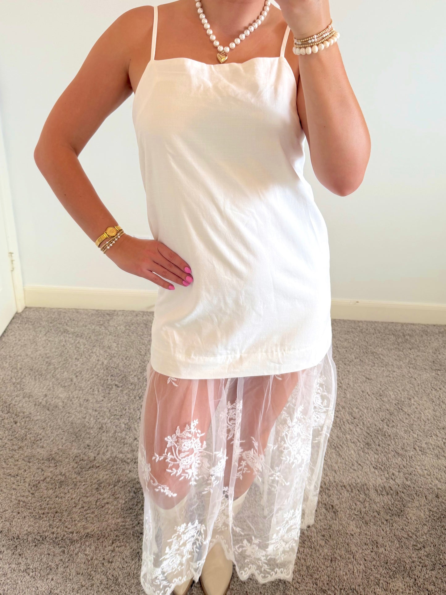 Linen & Lace Maxi Dress