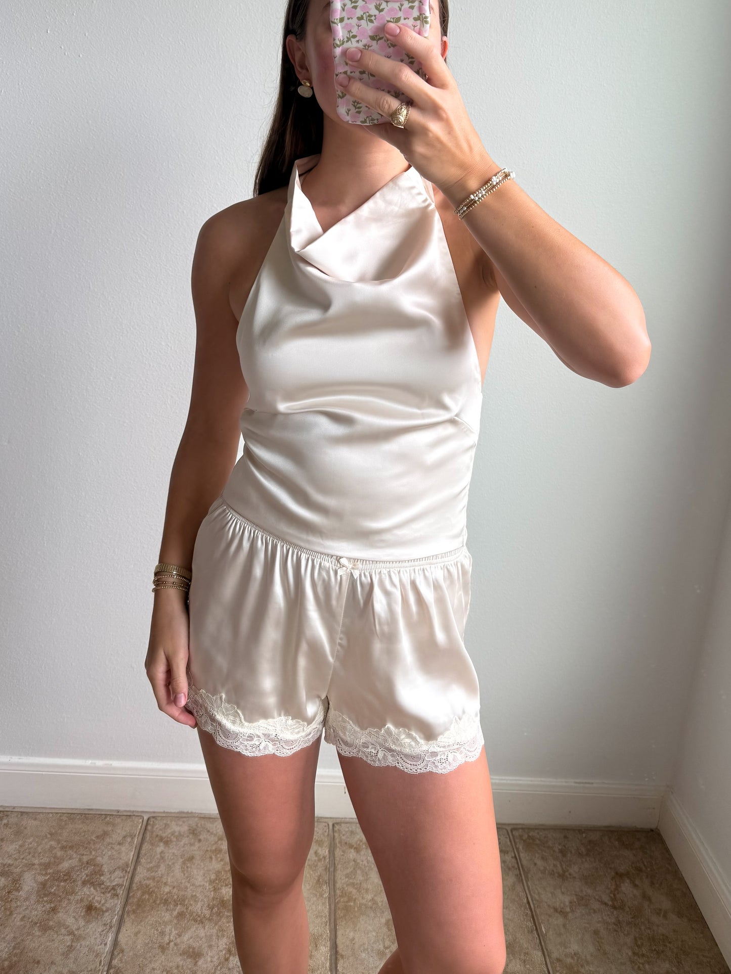 Champagne Satin Shorts