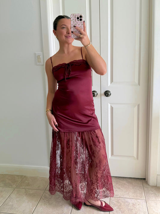 Merlot Lace Maxi Dress