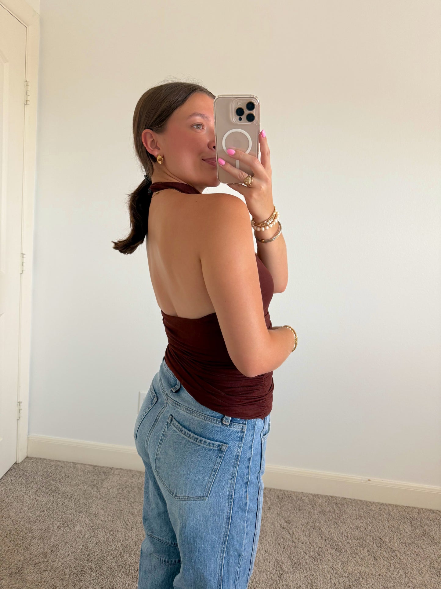 Mocha Mockneck Sleeveless Top