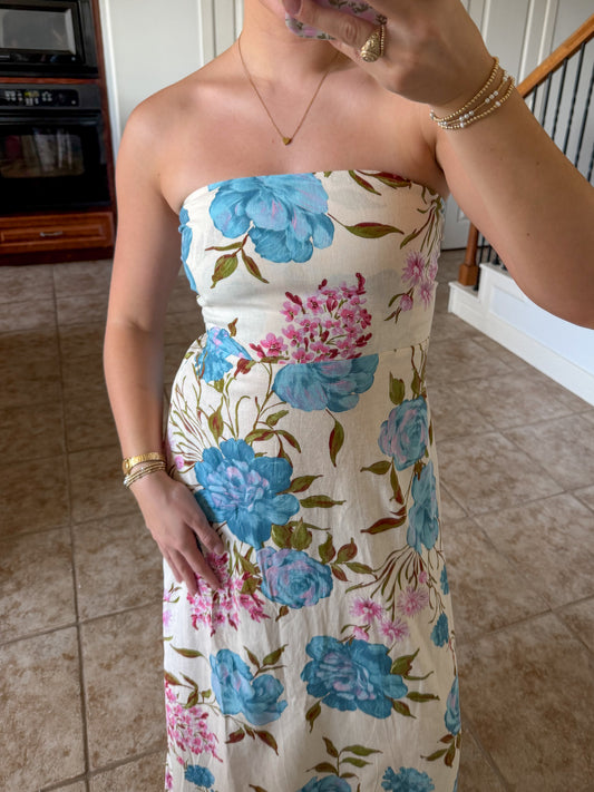 Tuscany Strapless Linen Dress