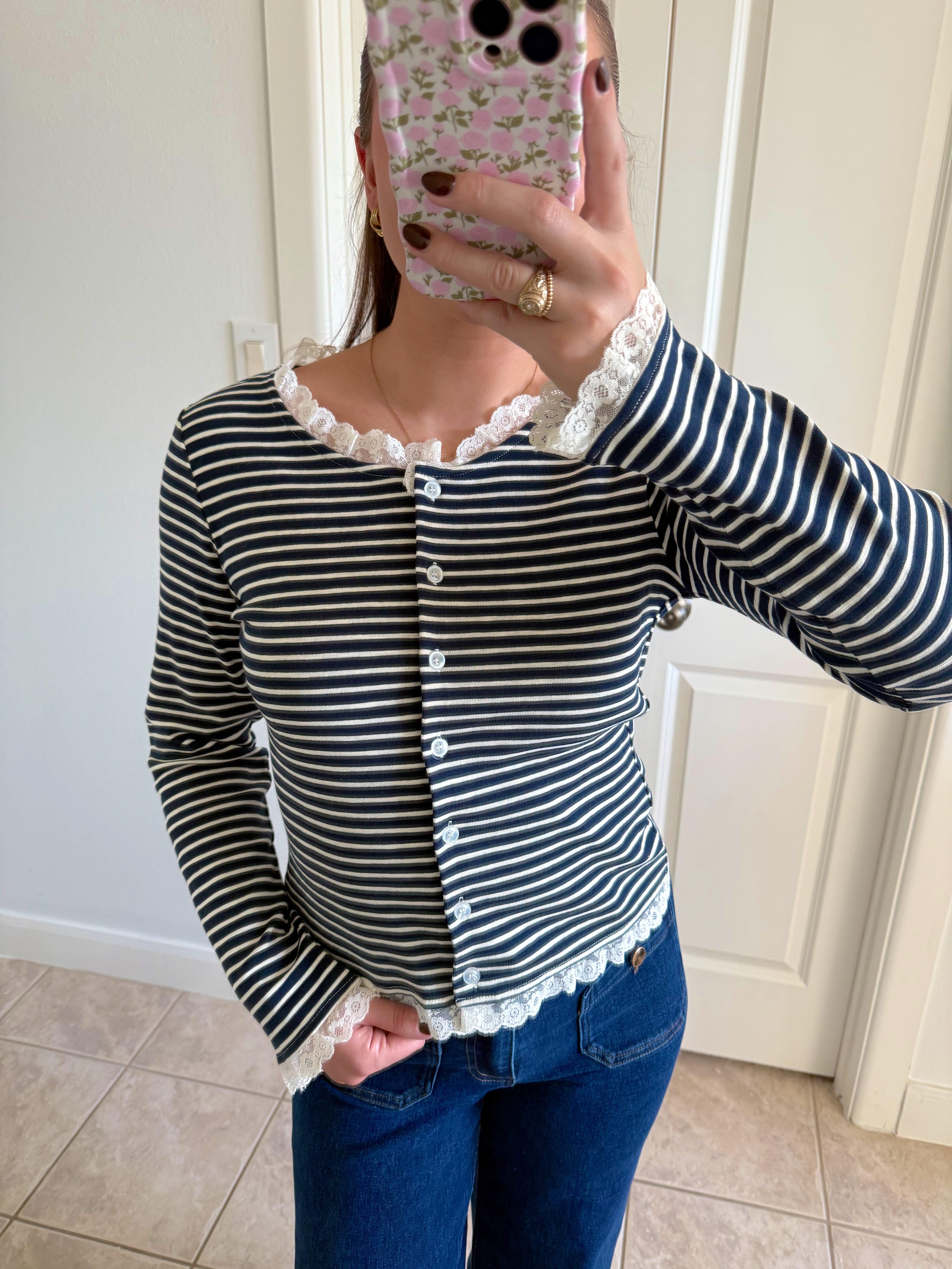 French Ruffle Trim Top – Honeybee by Caley