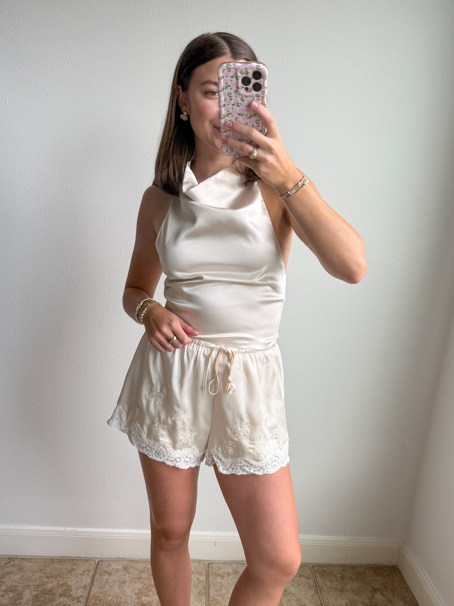 Pearl Satin Halter Top