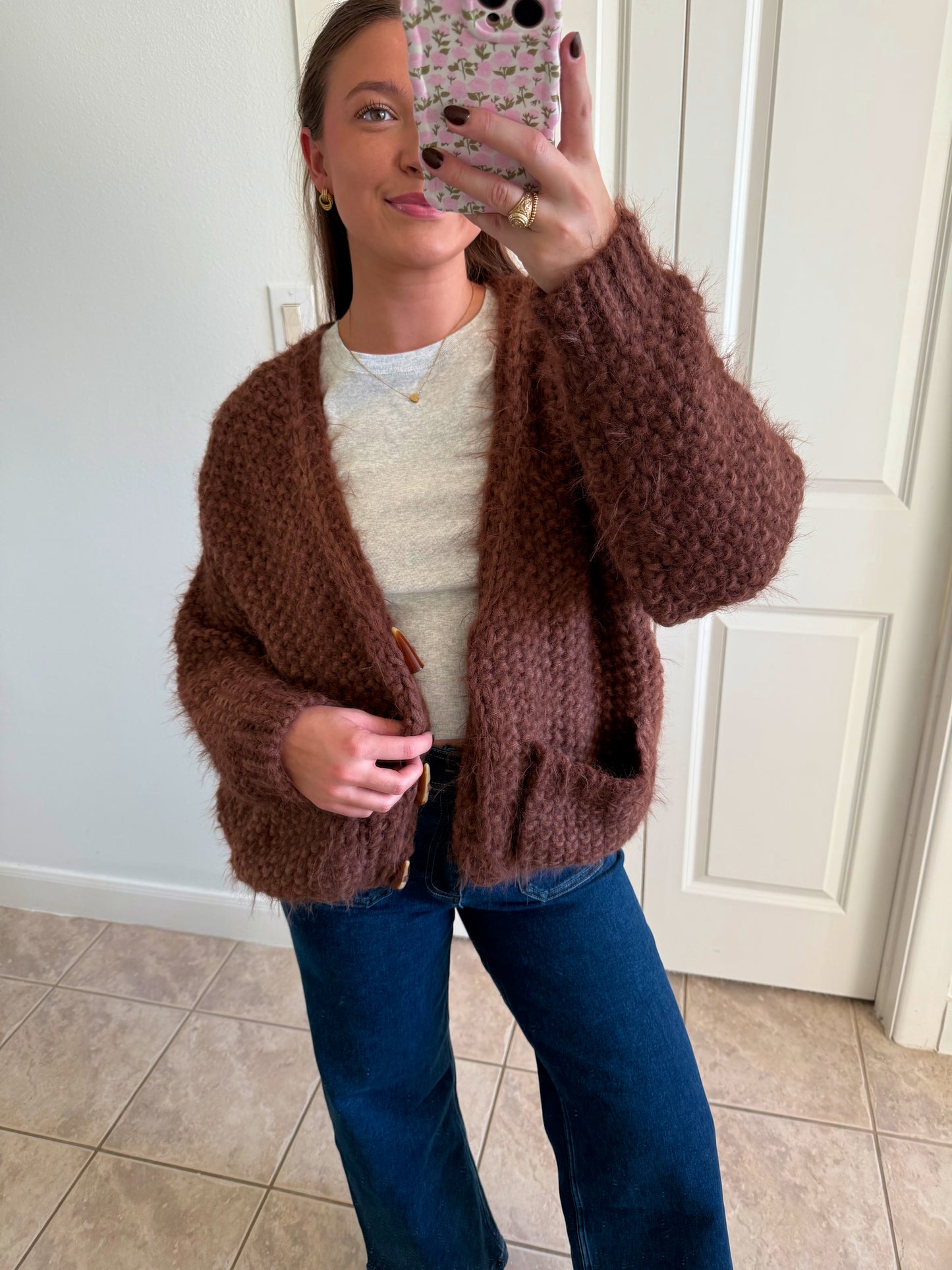 Mocha Chunky Knit Cardigan