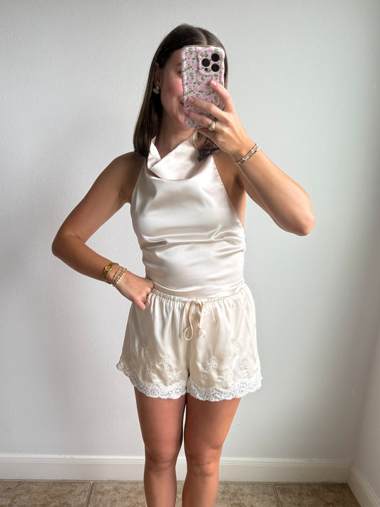 Pearl Satin Halter Top