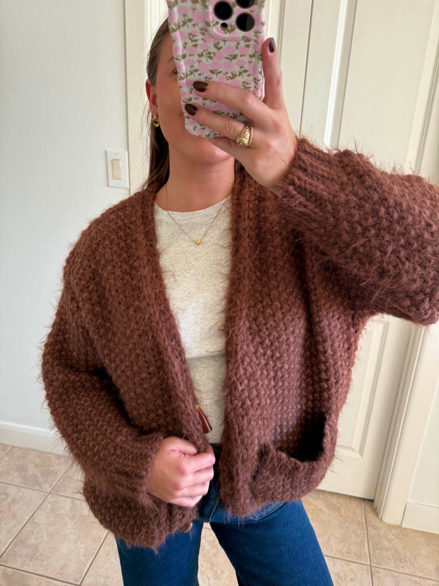 Mocha Chunky Knit Cardigan