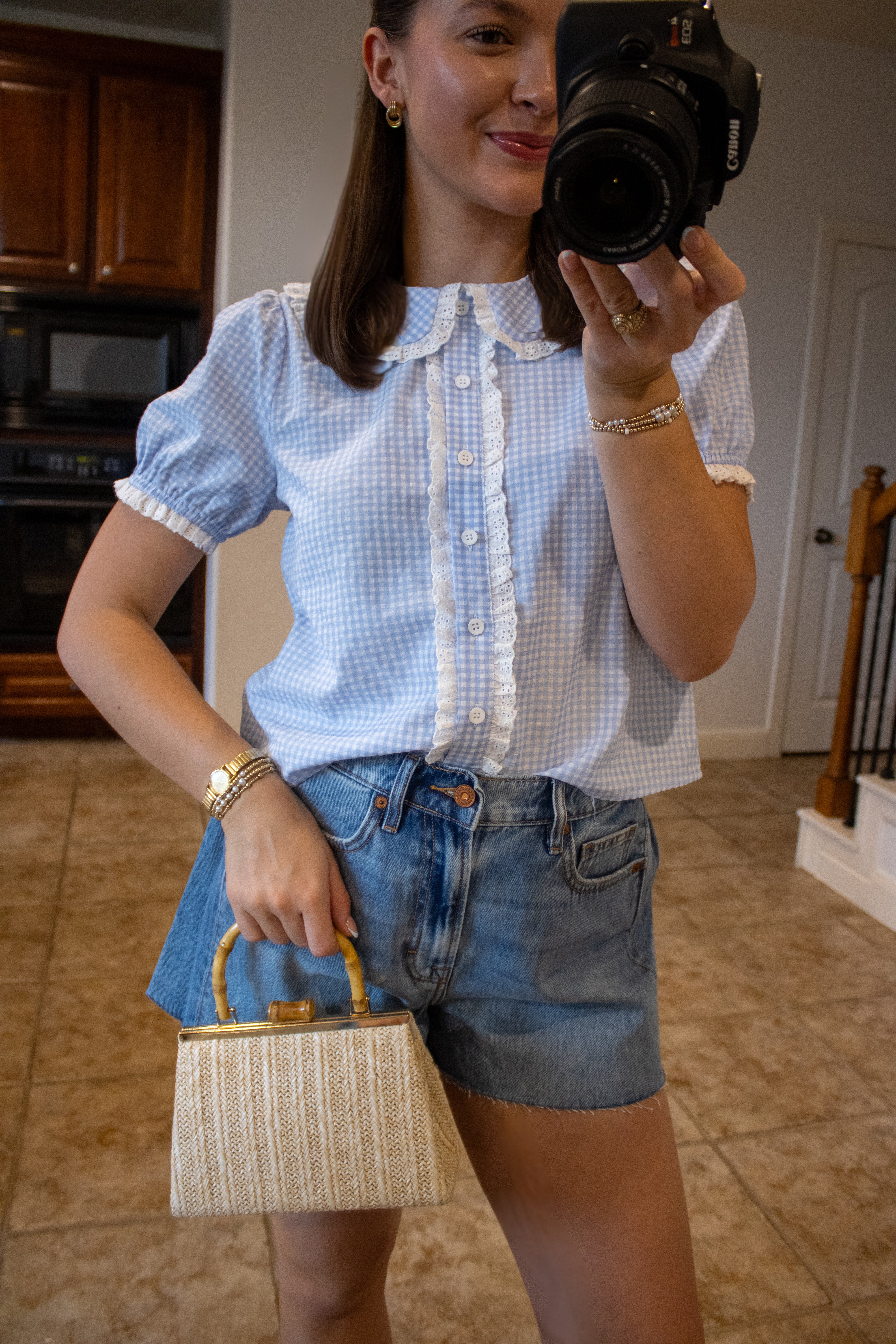 Bluebird Gingham Lace Top – Honeybee by Caley