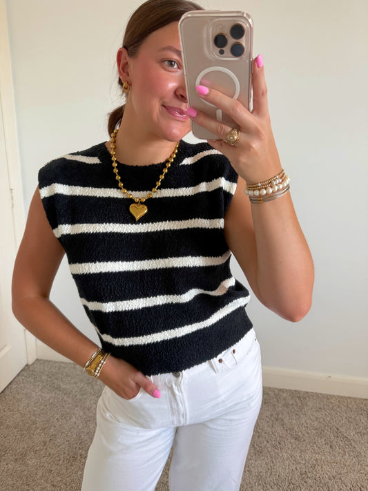 Midnight Striped Knit Top