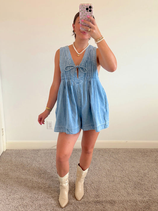 Blue Honey Denim Romper