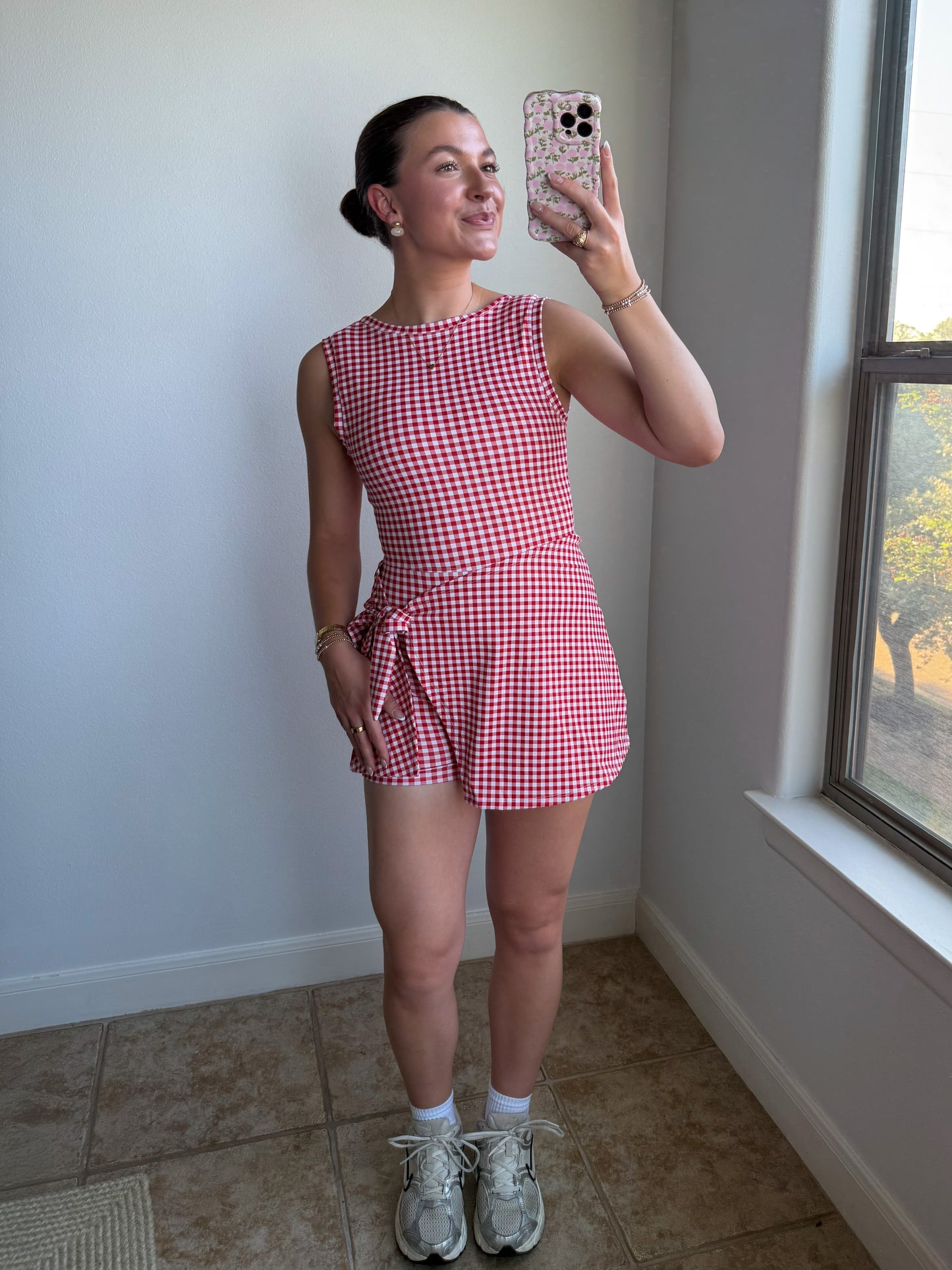 Cherry Gingham Wrap Athletic Dress