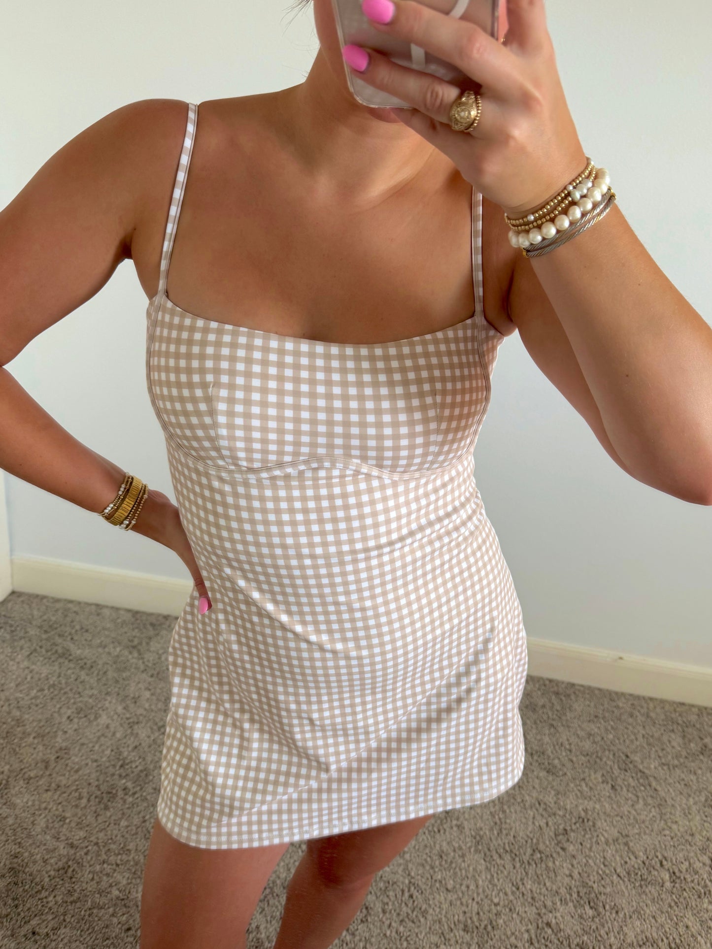 Vanilla Gingham Athletic Dress