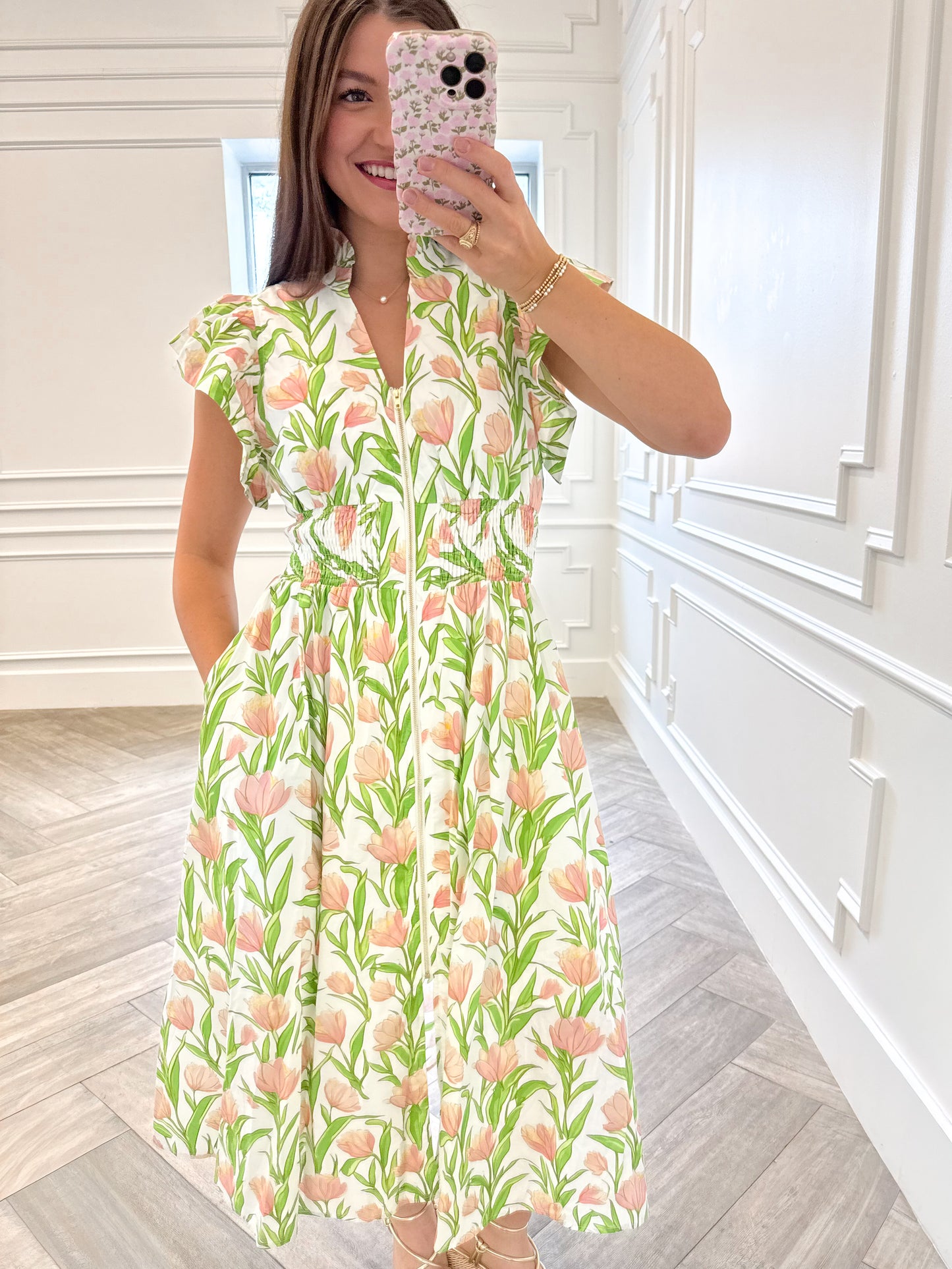 Blushing Tulip Midi Dress
